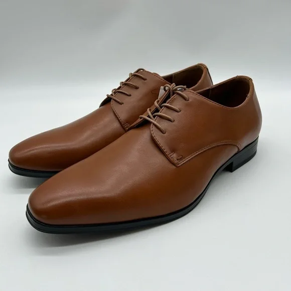 Perry Ellis Classic Brown Leather Oxford Dress Shoes Size 8.5 NWB - Picture 4 of 12